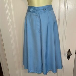 Vintage 70s Jasper Bros light blue polyester/rayon full knee length‎ skirt